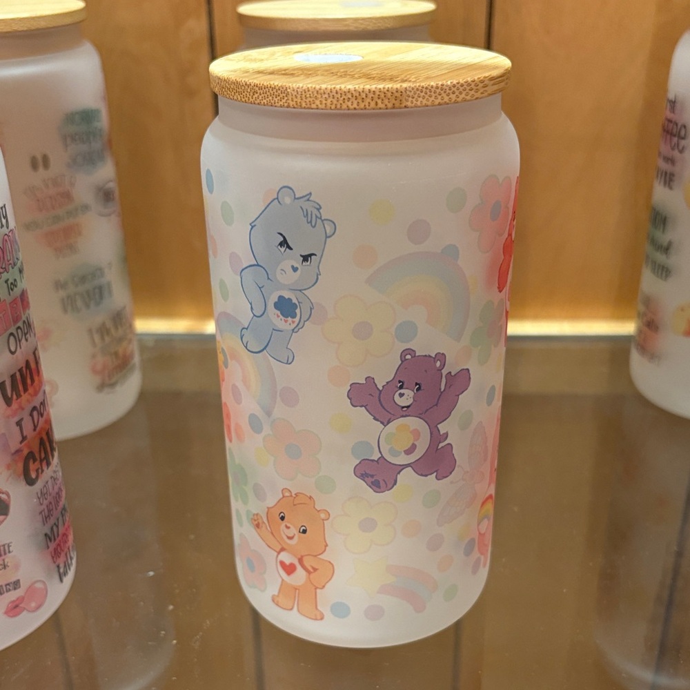 Care Bears Frosted Glass Tumbler with Bamboo Lid